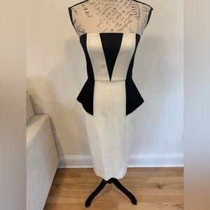 Mason black and white peplum midi dress size 0